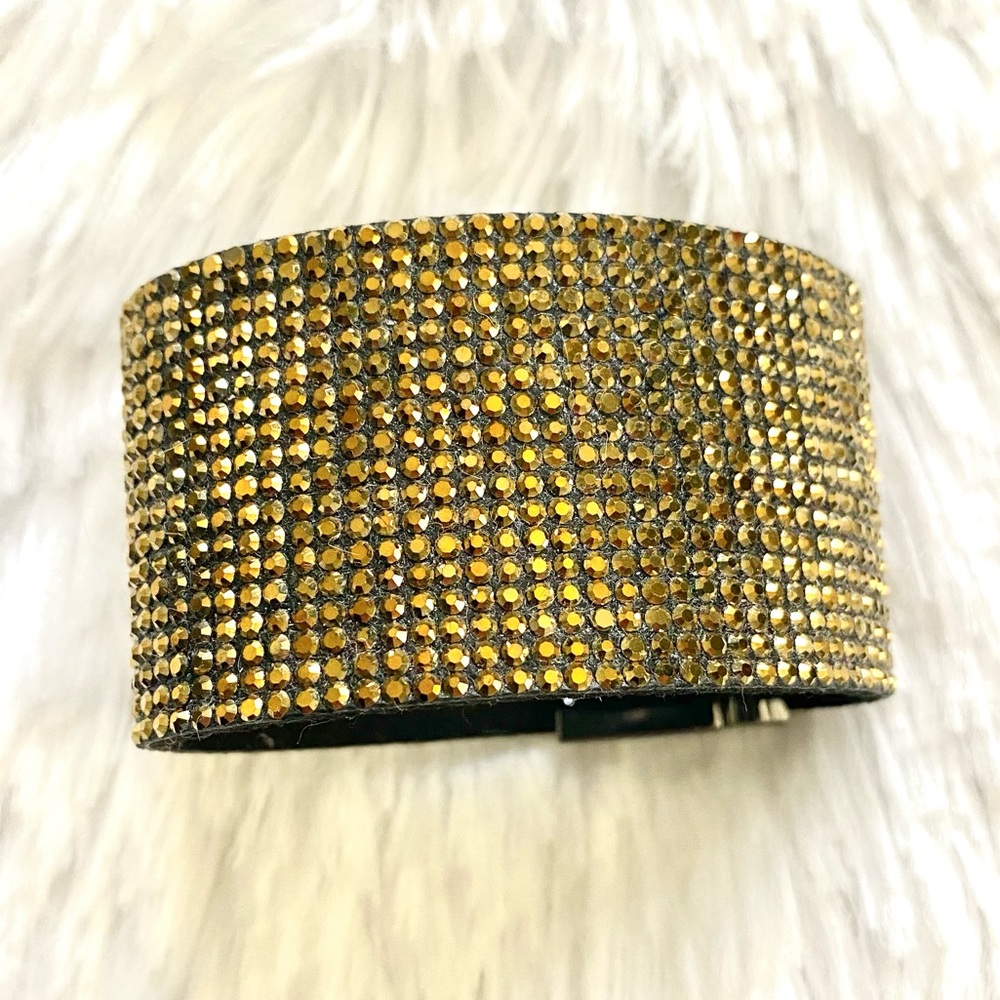 Express Dark Gold Rhinestone Statement Cuff Bracelet
